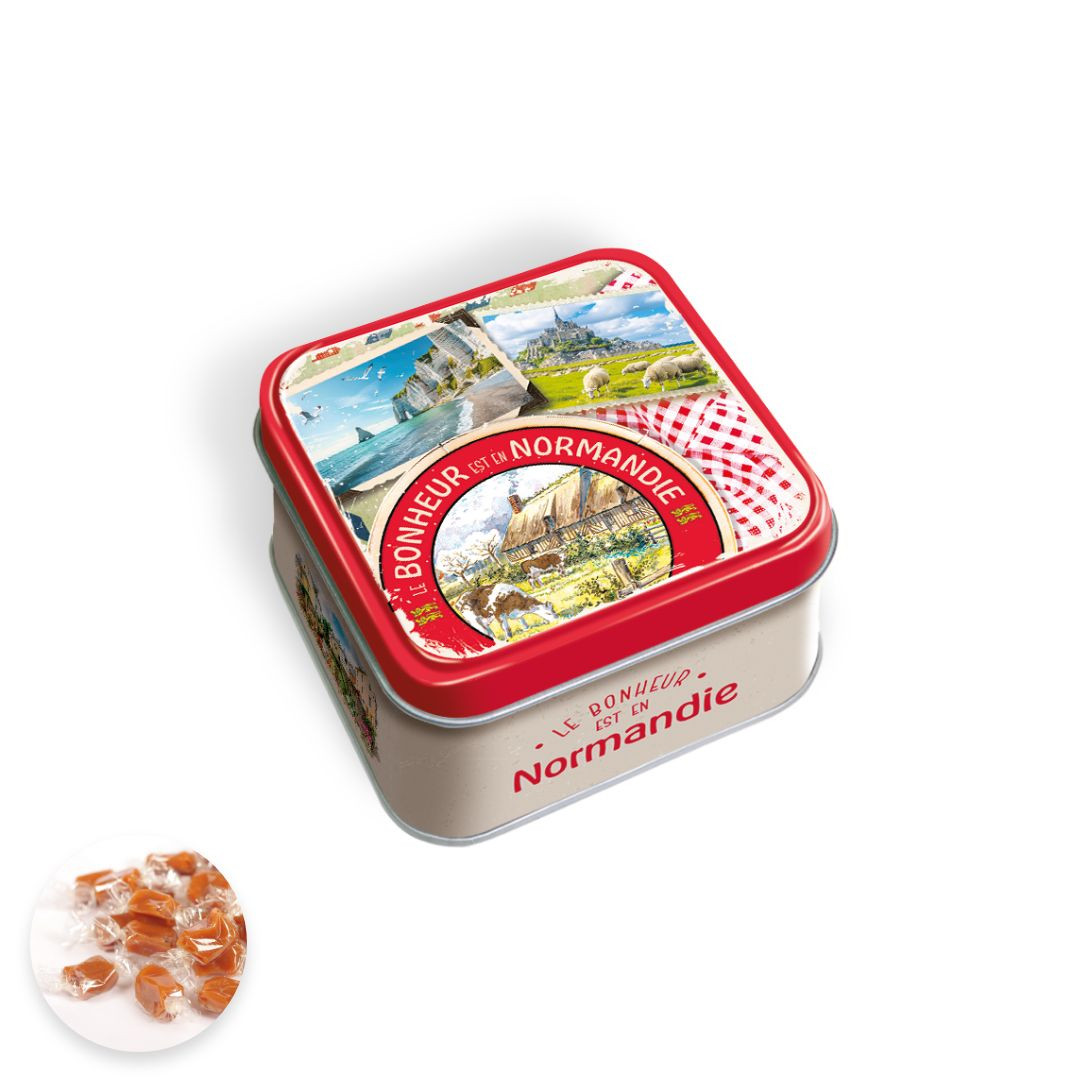 Achat Boite mini carrée Normandie vintage caramel au beurre salé fabriqué en Normandie en ligne 1 