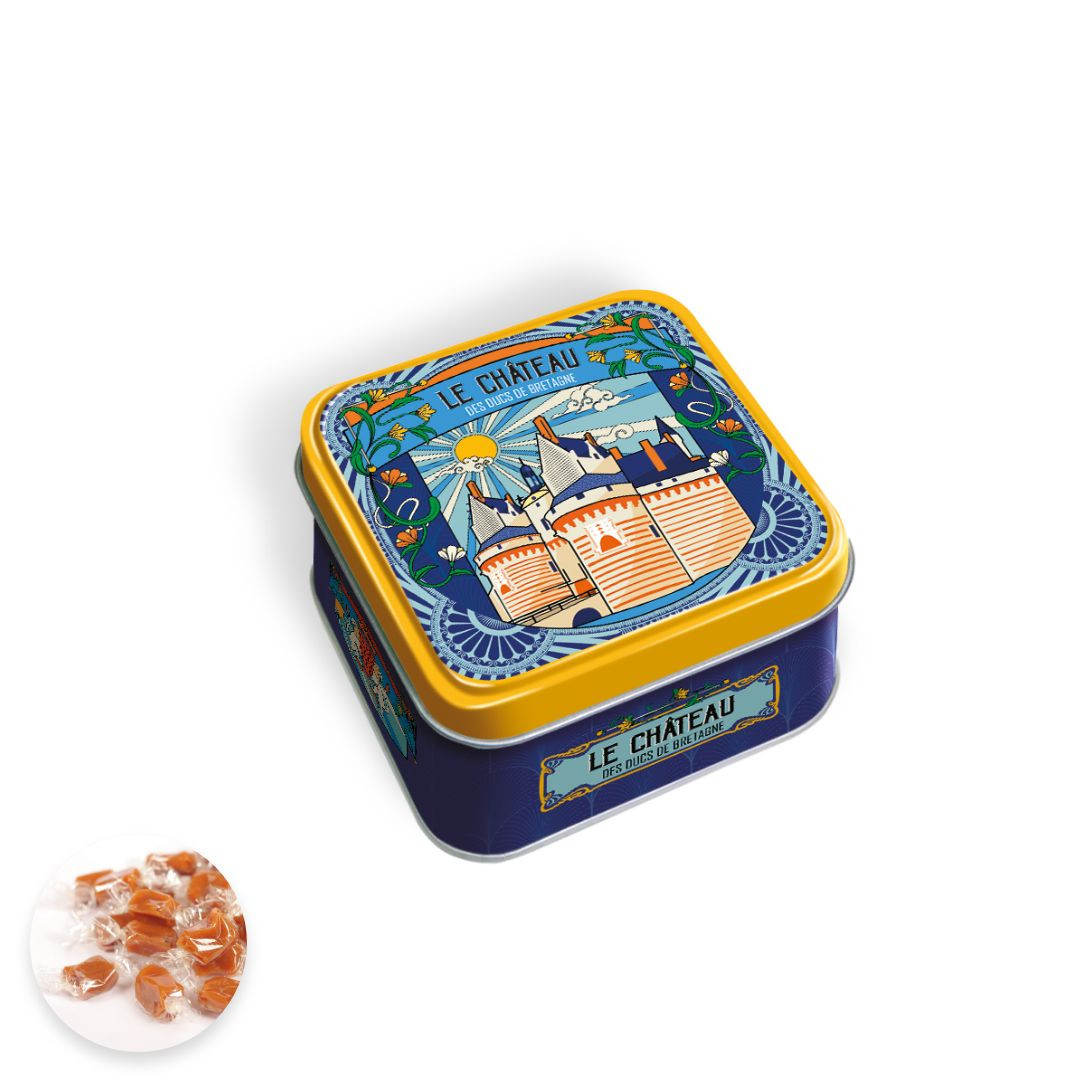 Achat Boîte mini carrée Nantes art nouveau caramel au beurre salé et à la fleur de sel de Guérande en ligne 1 