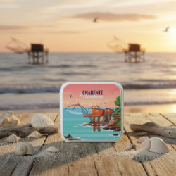 Boïte savon impression carrelet Charente Maritime caramel au beurre salé et à la fleur de sel de l'ile d'Oléron