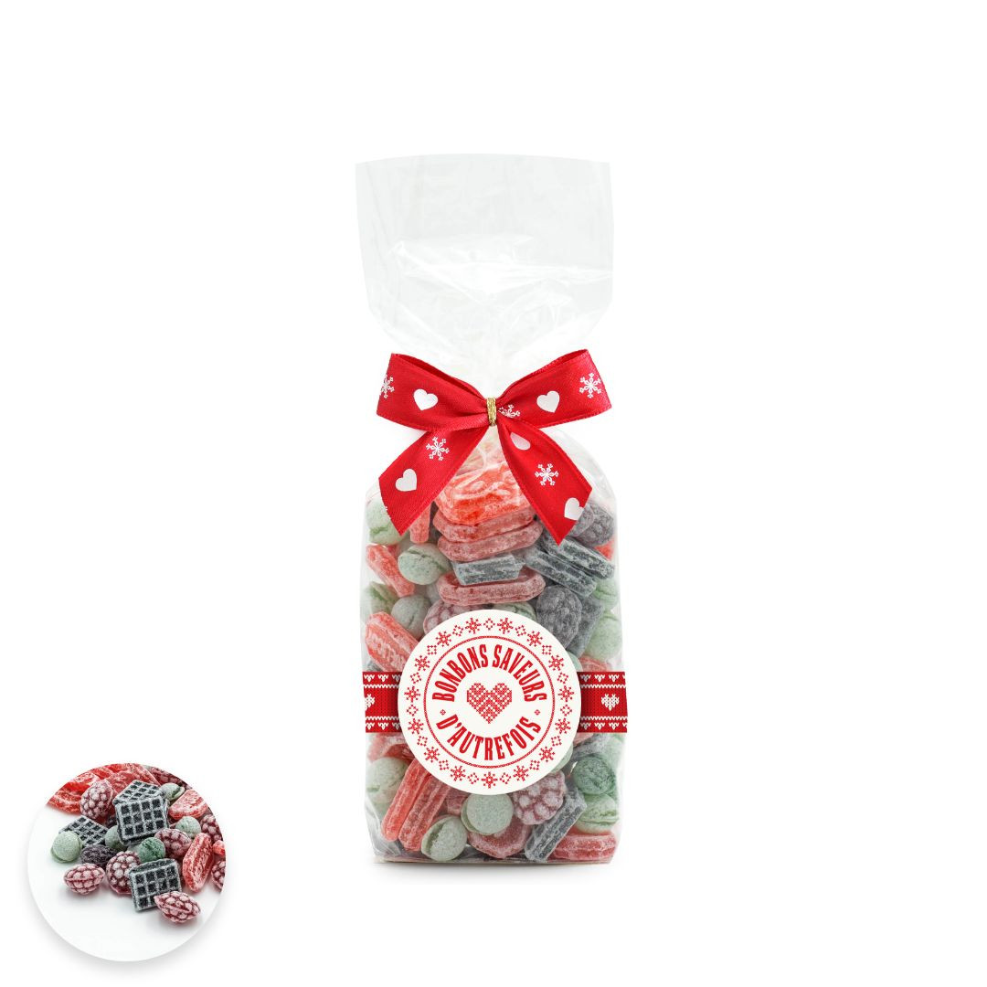 Achat Sachet collection cœur rouge bonbons sucre cuit aux saveurs d'autrefois en ligne 1 