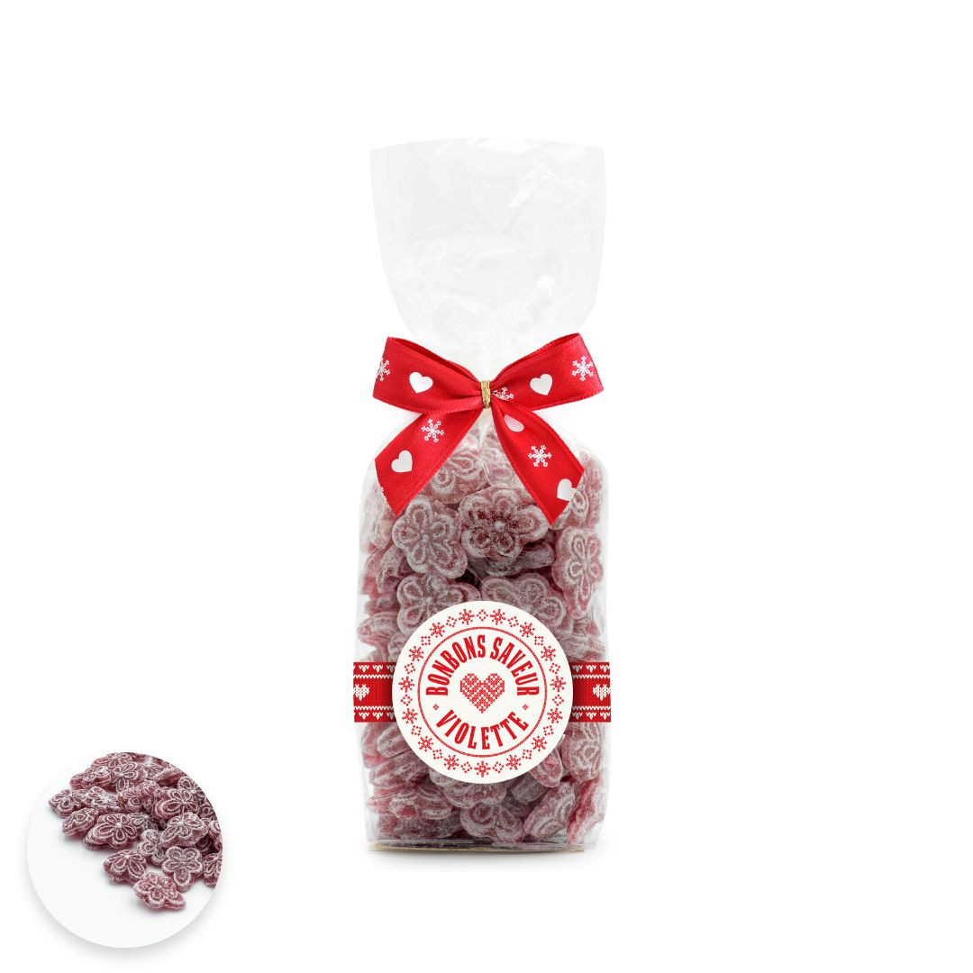 Achat Sachet collection cœur rouge bonbons sucre cuit à la violette en ligne 1 