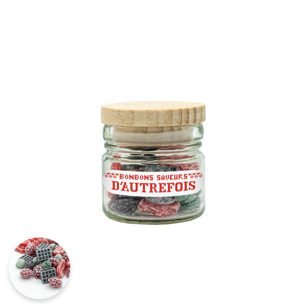 Achat Bocal bouchon bois collection cœur rouge bonbons sucre cuit aux saveurs d'autrefois en ligne 1 