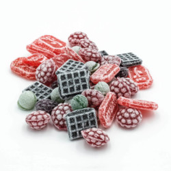 Bocal bouchon bois collection cœur rouge bonbons sucre cuit aux saveurs d'autrefois
