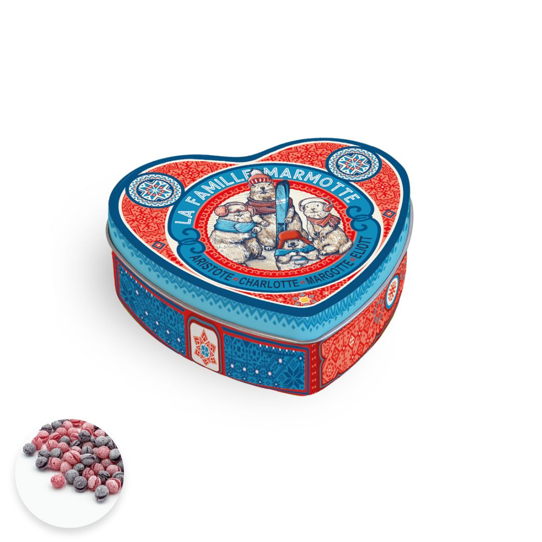 Achat Boîte coeur la famille marmotte bonbons saveur myrtille framboise en ligne 1 