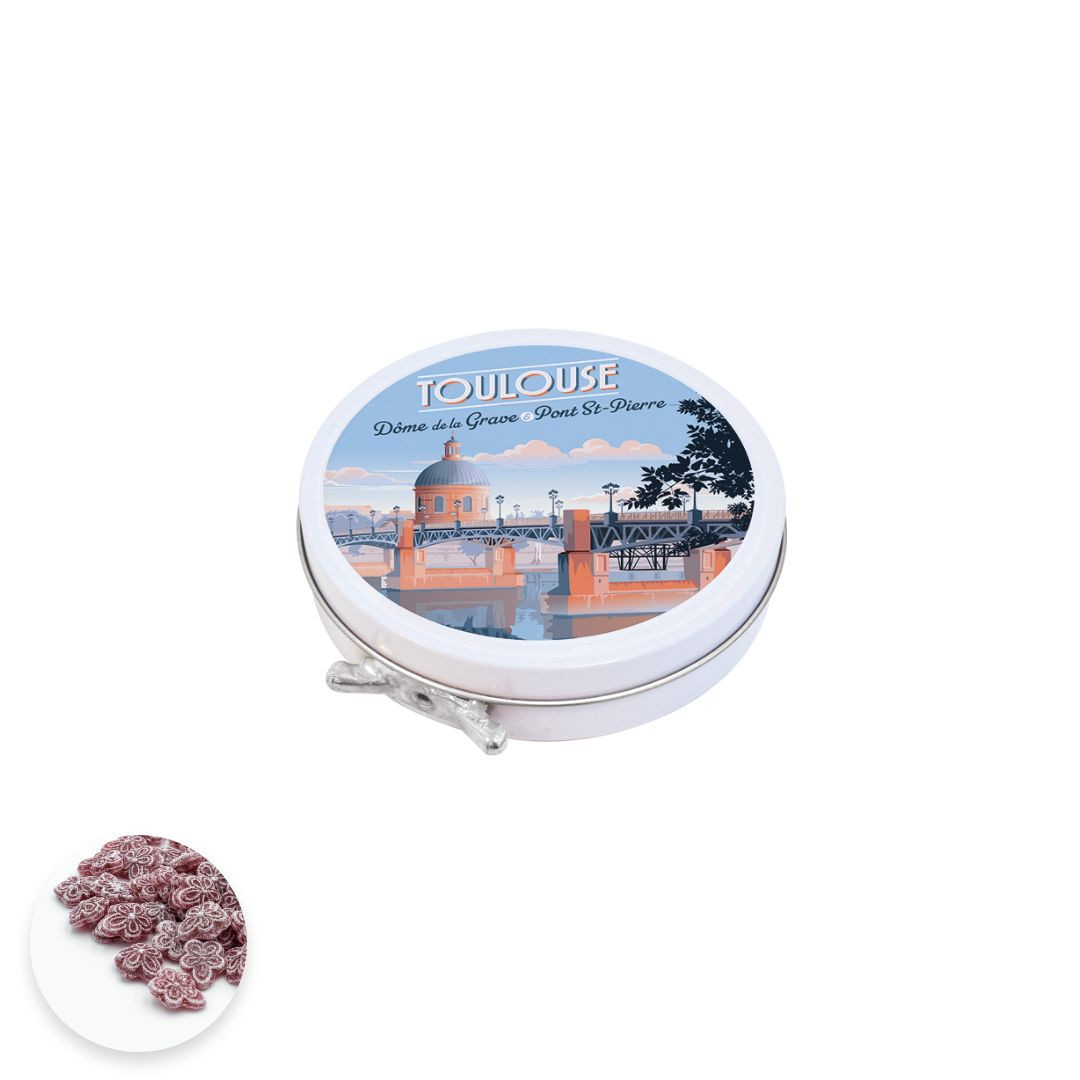 Achat Boîte cirage ronde Toulouse dôme de la grave et pont st pierre sucre cuit violettes en ligne 1 