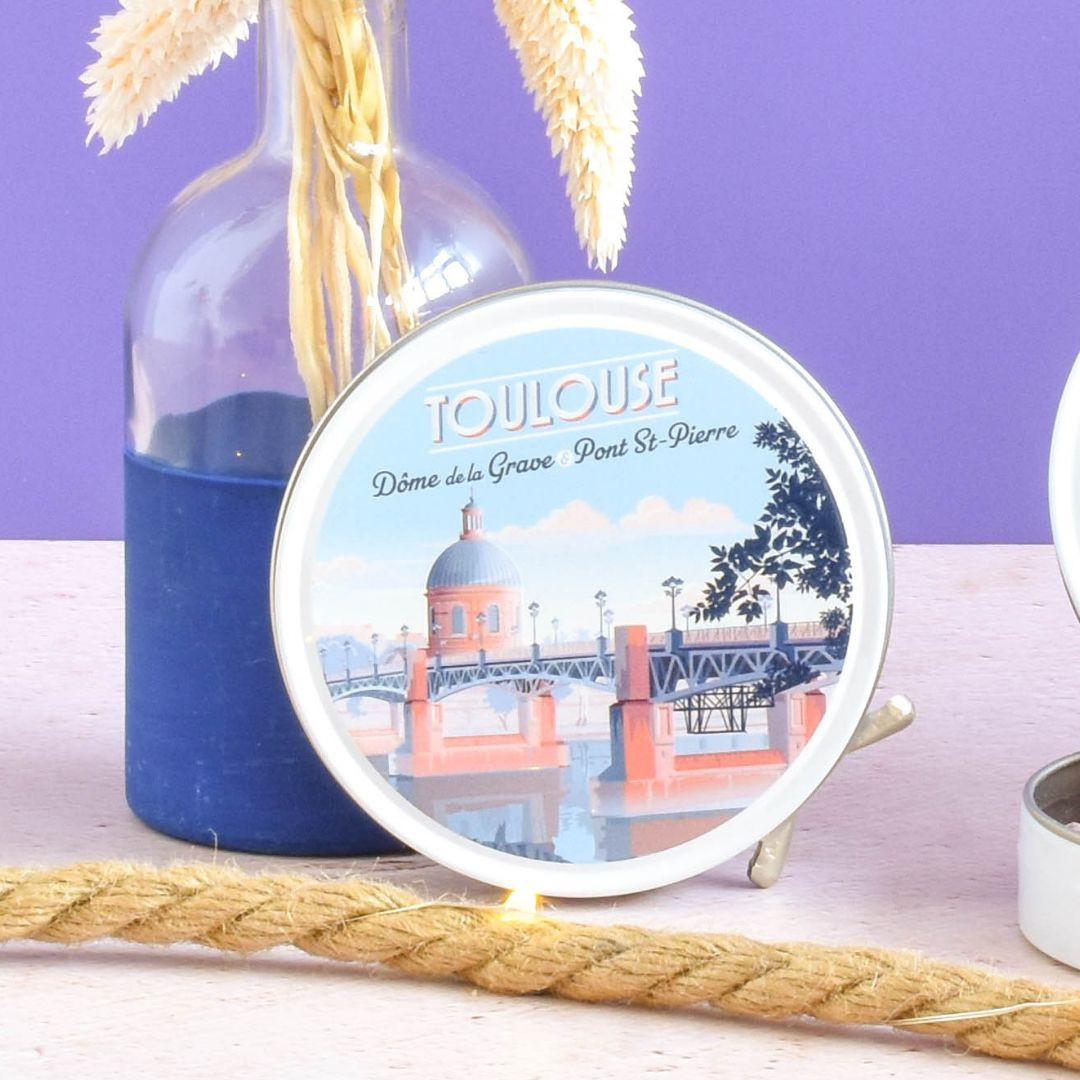 Achat Boîte cirage ronde Toulouse dôme de la grave et pont st pierre sucre cuit violettes en ligne 3 