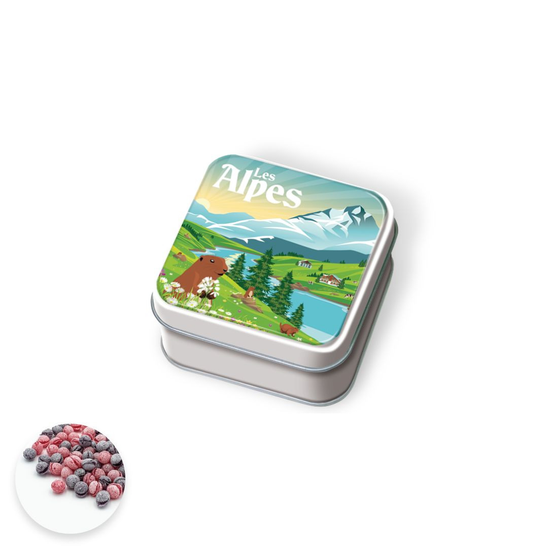 Achat Boîte savon les Alpes collection montagne été bonbons sucre cuit myrtille et framboise en ligne 1 