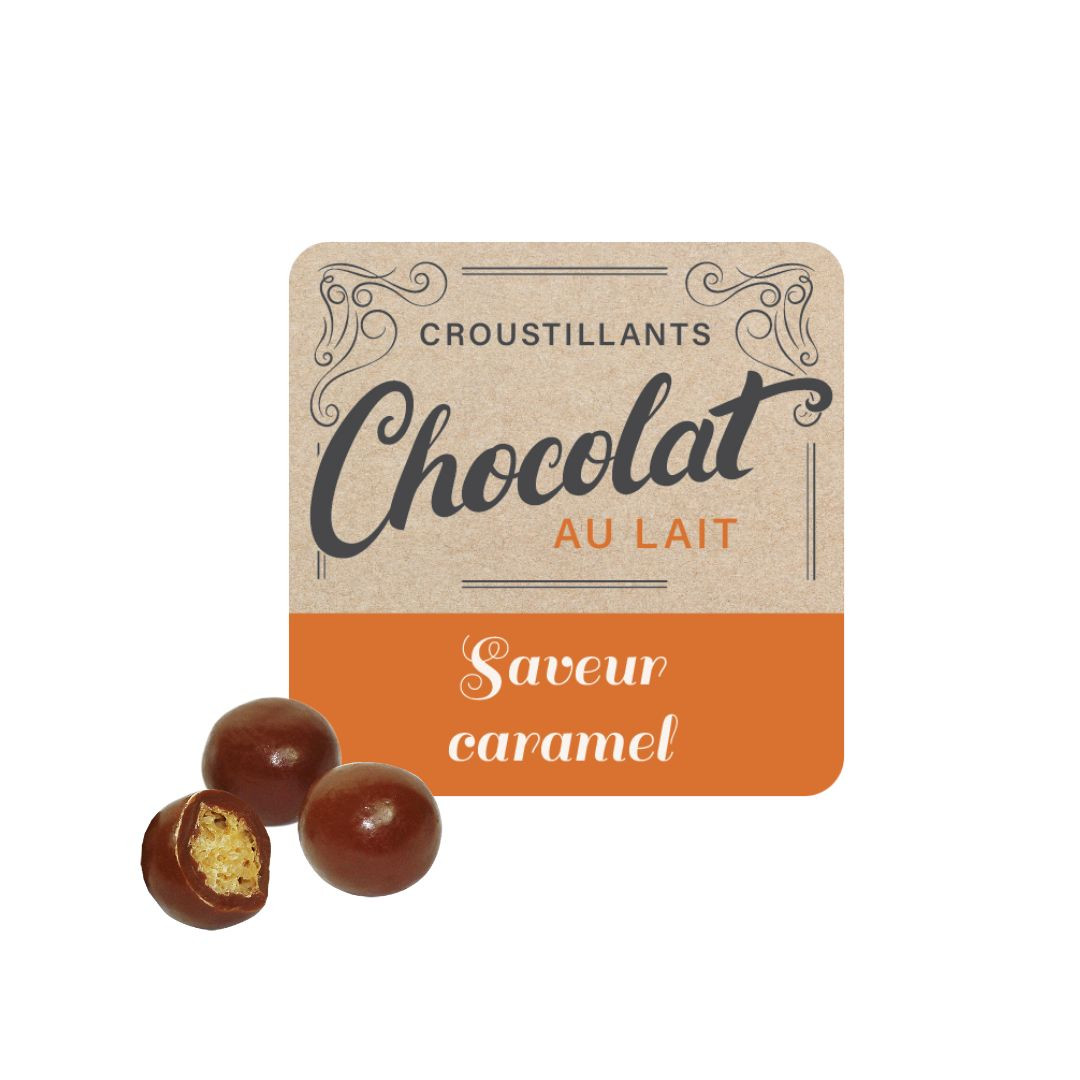 Achat Vrac Billes croustillants chocolat au lait et caramel + étiquette visuelle en ligne 1 