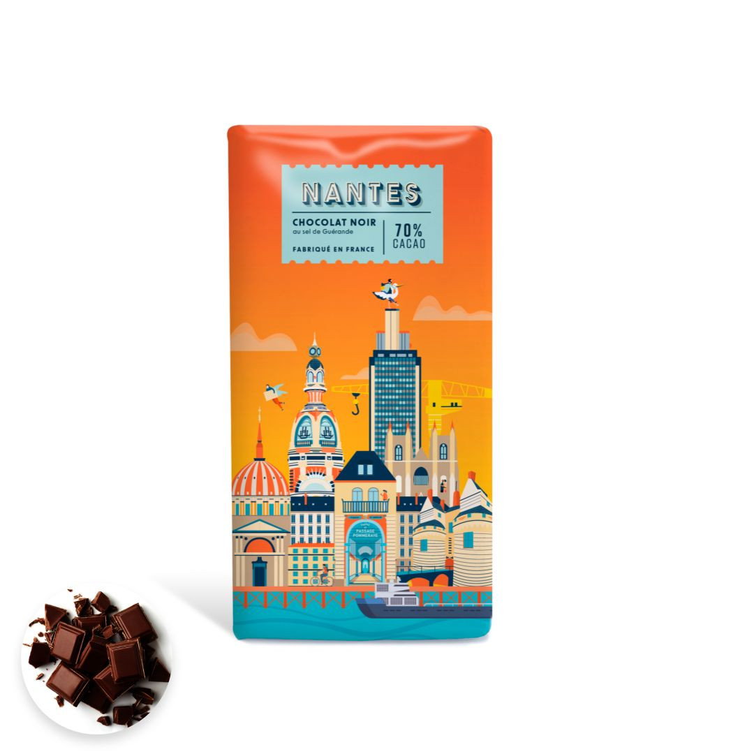 Achat Tablette tour à Nantes chocolat noir au sel de Guérande 70% de cacao en ligne 1 