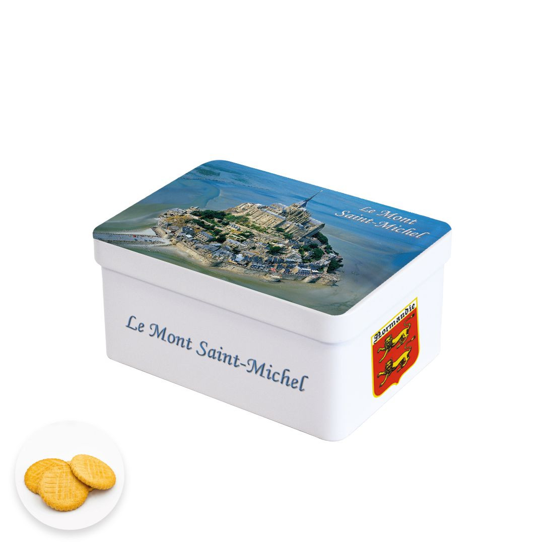 Achat Boîte sucrette Mont-Saint-Michel photo aérienne grands sablés normands en ligne 1 