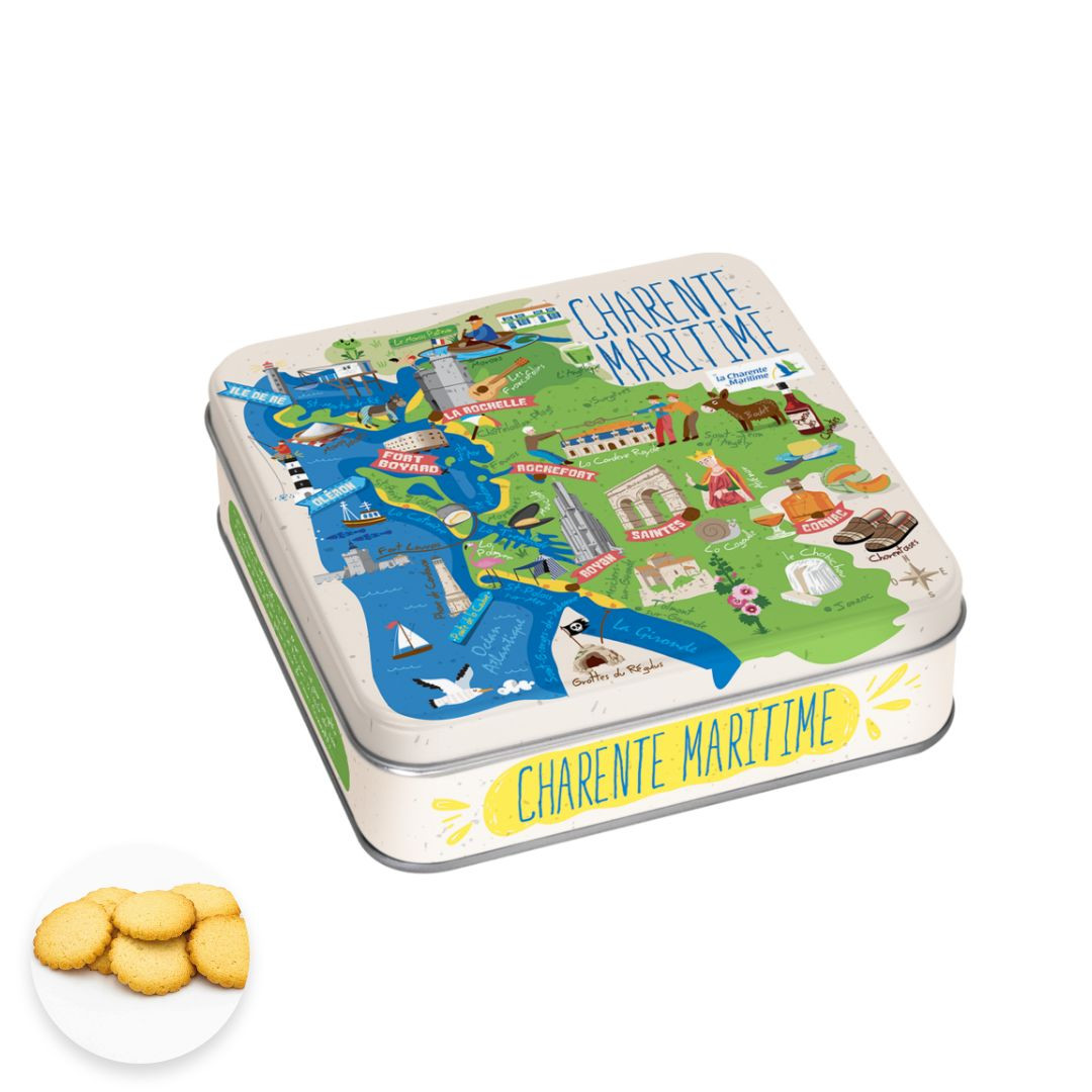 Achat Boîte carrée carte Charente-Maritime galettes charentaises en ligne 1 