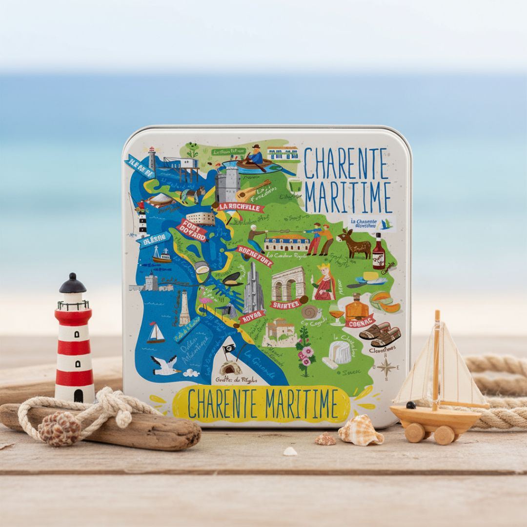 Achat Boîte carrée carte Charente-Maritime galettes charentaises en ligne 3 