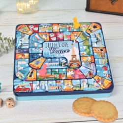 Boîte carrée plate jeu de l'oie France galettes pur beurre