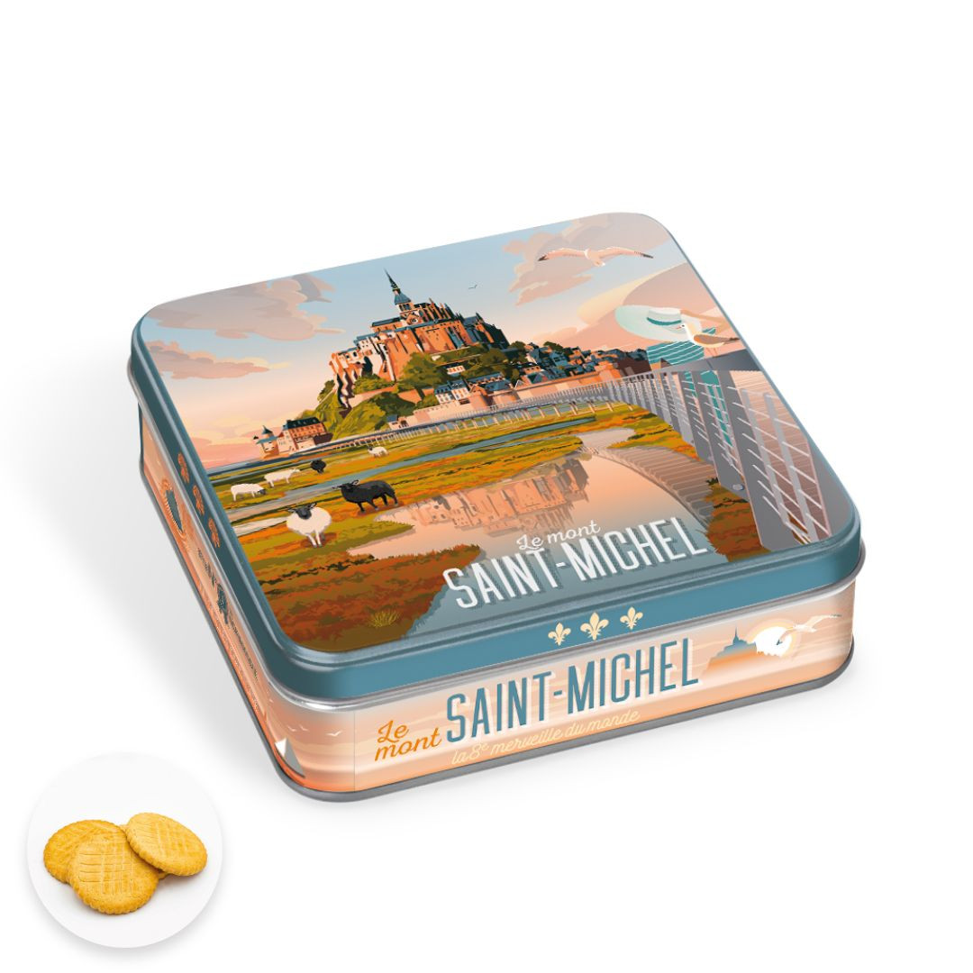 Achat Boîte carrée Mont-Saint-Michel coucher de soleil sablés normands en ligne 1 