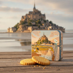 Boîte carrée Mont-Saint-Michel coucher de soleil sablés normands