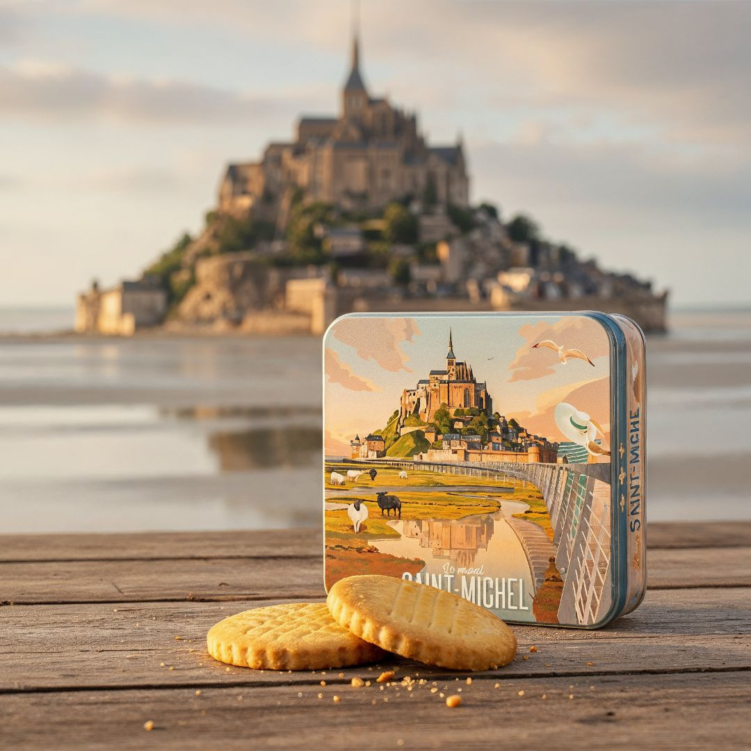 Achat Boîte carrée Mont-Saint-Michel coucher de soleil sablés normands en ligne 3 