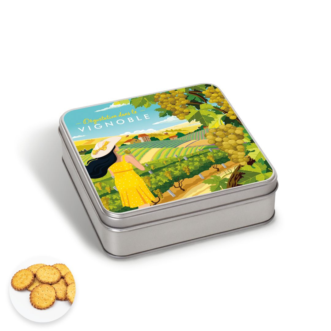 Achat Boîte carrée dégustation dans le vignoble galettes pur beurre à la fleur de sel en ligne 1 