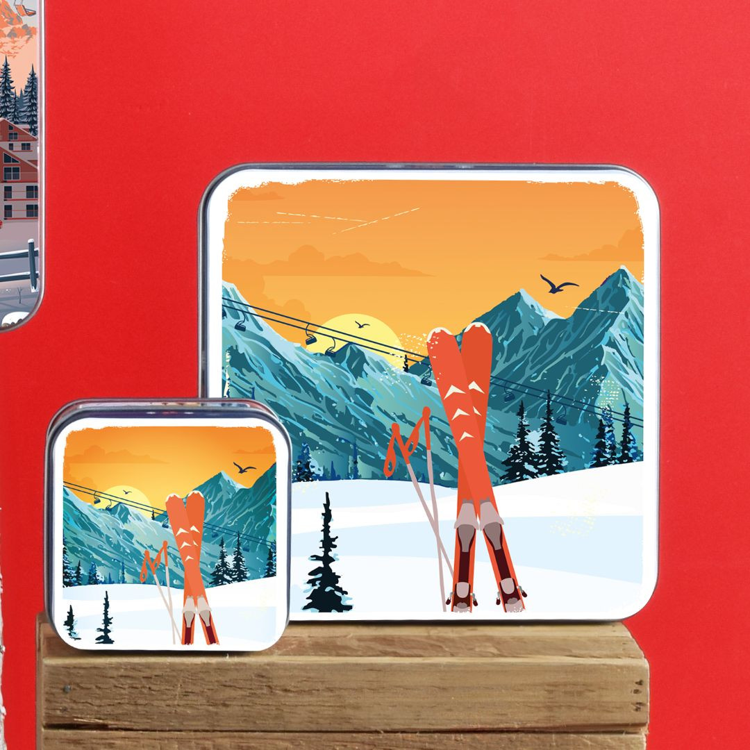 Achat Boîte carrée rétro ski sablés au beurre des Alpes en ligne 3 