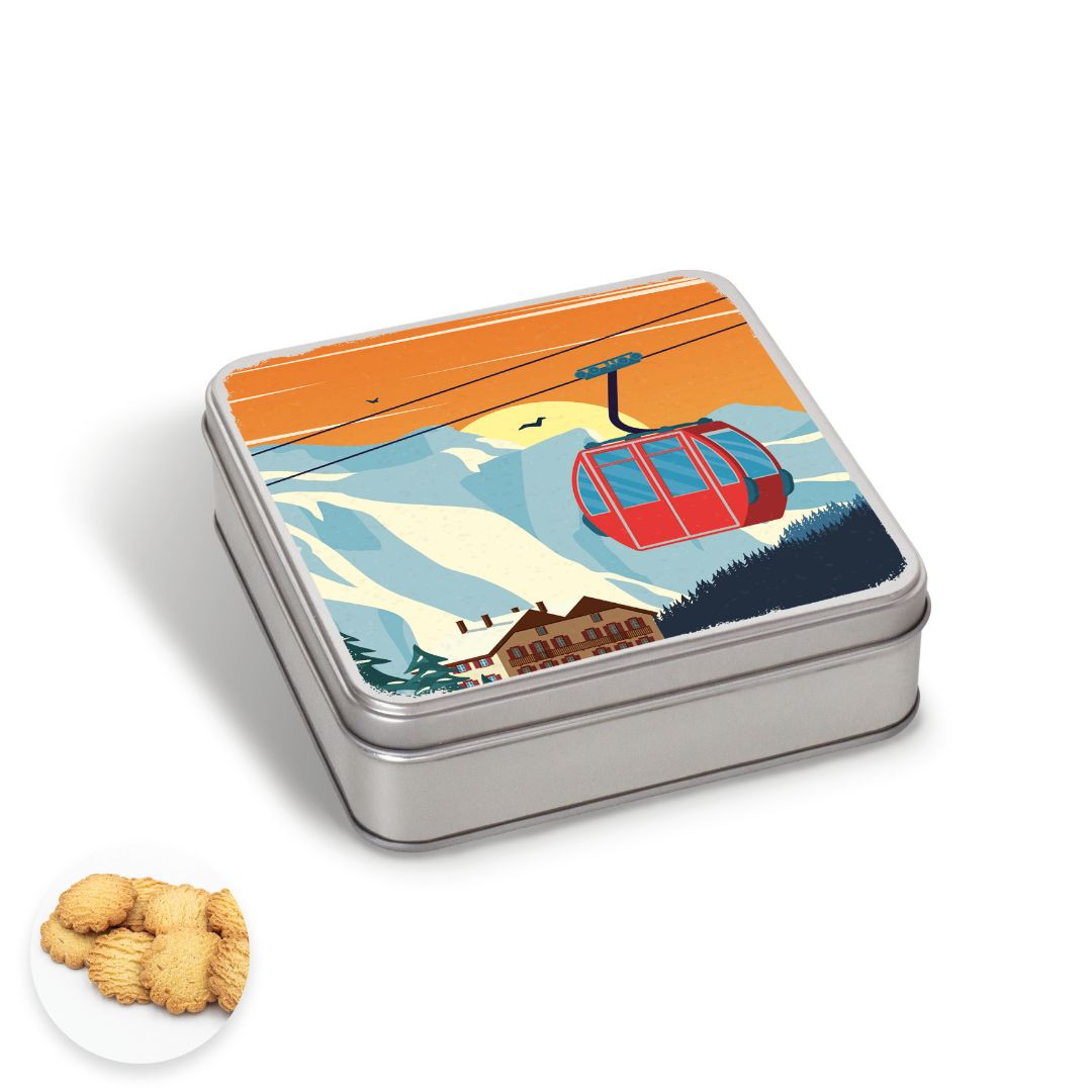 Achat Boîte carrée rétro télécabine sablés au beurre des Alpes en ligne 1 