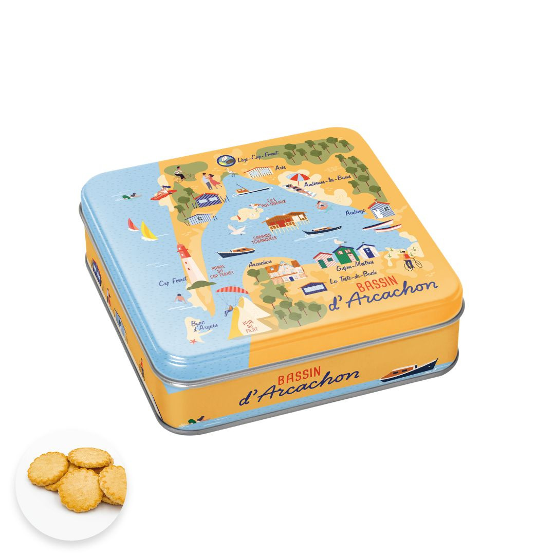 Achat Boîte carrée carte bassin d'Arcachon galettes charentaises en ligne 1 