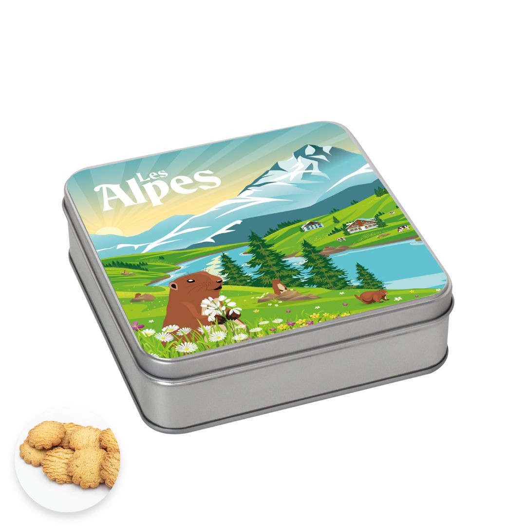Achat Boîte carrée les Alpes collection montagne été sablés au beurre des Alpes en ligne 1 