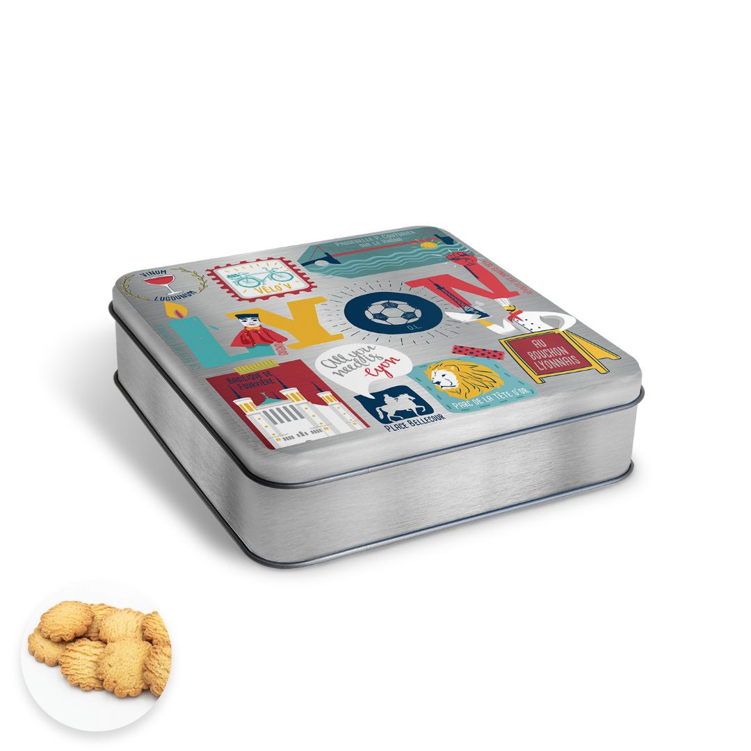 Achat Boîte carrée collection Lyon sablés au beurre des Alpes en ligne 1 