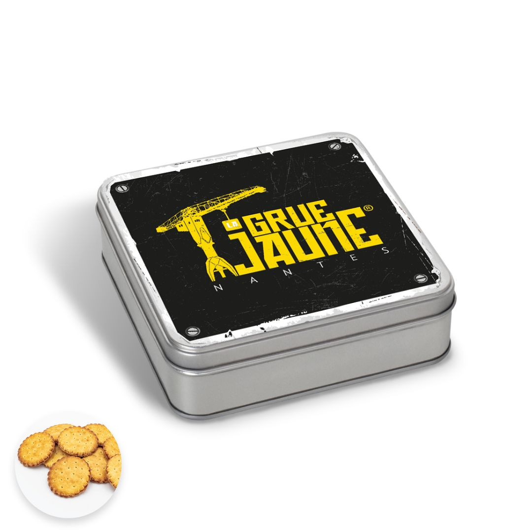 Achat Boîte carrée grue jaune galettes pur beurre à la fleur de sel de Guérande en ligne 1 