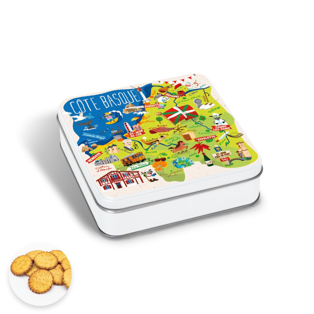 Achat Boîte carrée carte Côte Basque galettes nature en ligne 1 