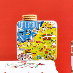Boîte carrée carte Côte Basque galettes nature