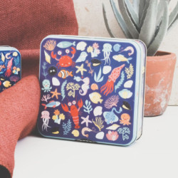 Boite carrée fonds marins Lali biscuits pur beurre