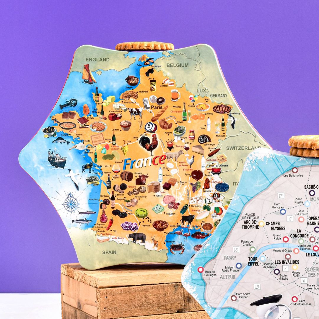 Achat Boîte hexagonale carte de France sablés pur beurre en ligne 3 