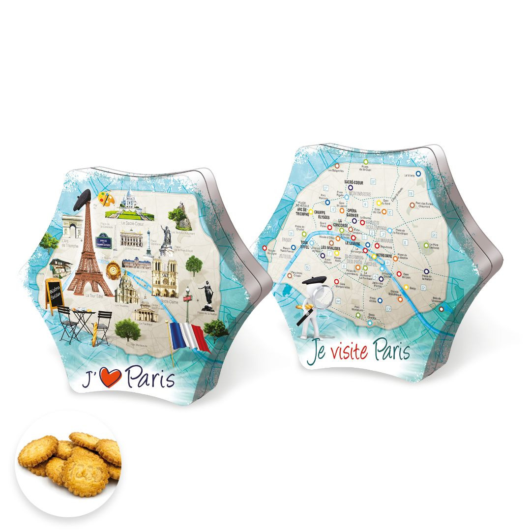 Achat Boîte hexagonale carte de Paris sablés pur beurre en ligne 1 