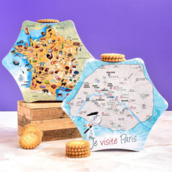 Boîte hexagonale carte de Paris sablés pur beurre