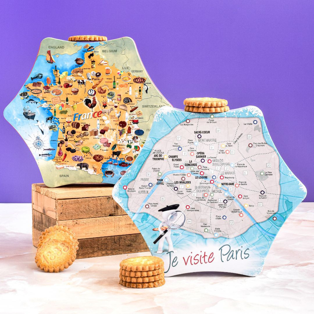 Achat Boîte hexagonale carte de Paris sablés pur beurre en ligne 3 