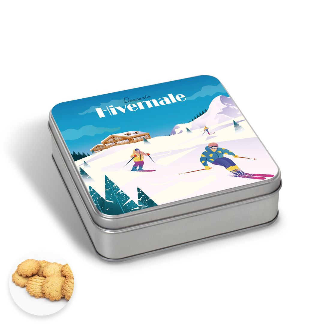 Achat Boîte carrée skieur sablés au beurre des Alpes en ligne 1 