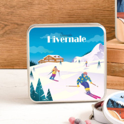 Boîte carrée skieur sablés au beurre des Alpes