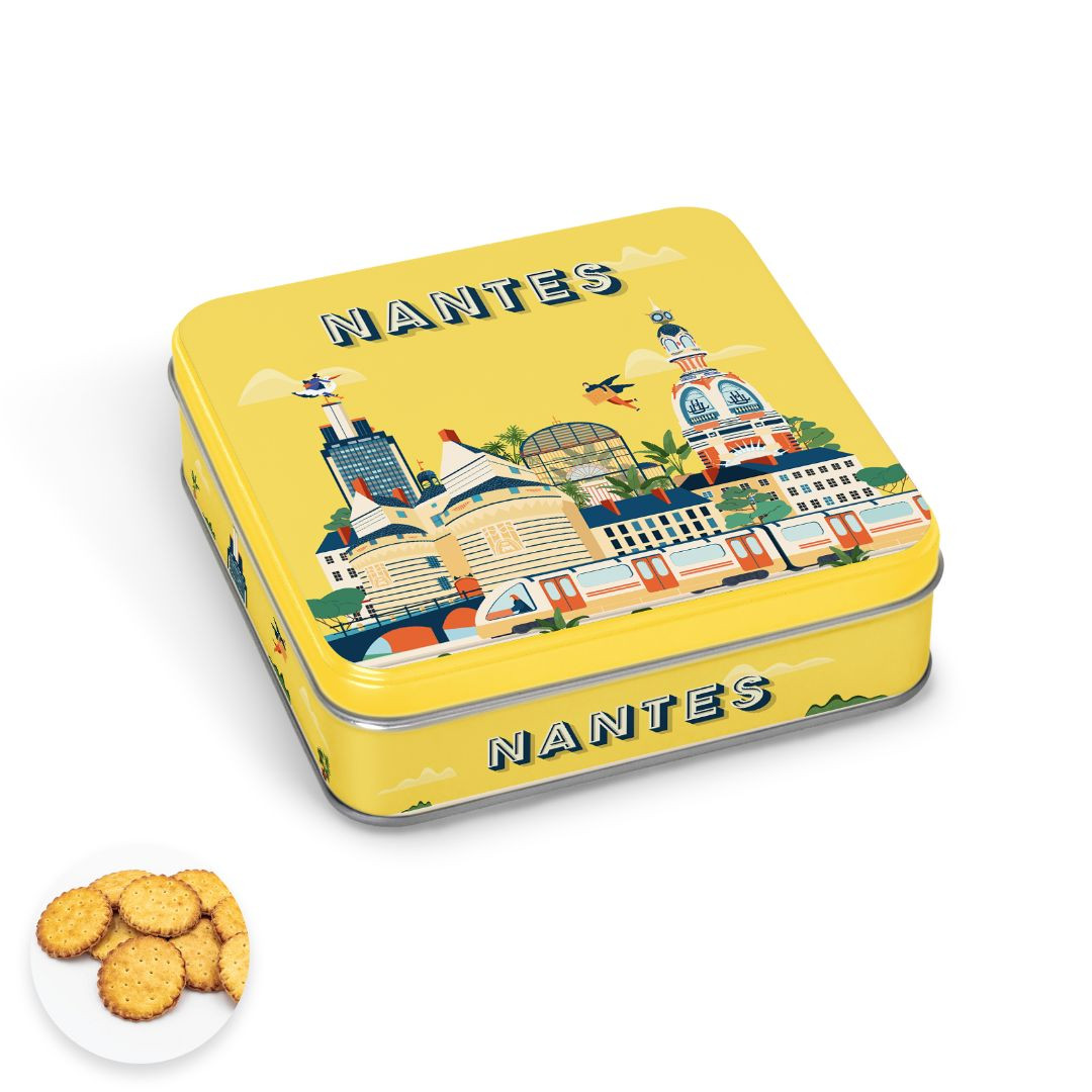 Achat Boîte carrée tour à Nantes galettes pur beurre à la fleur de sel en ligne 1 