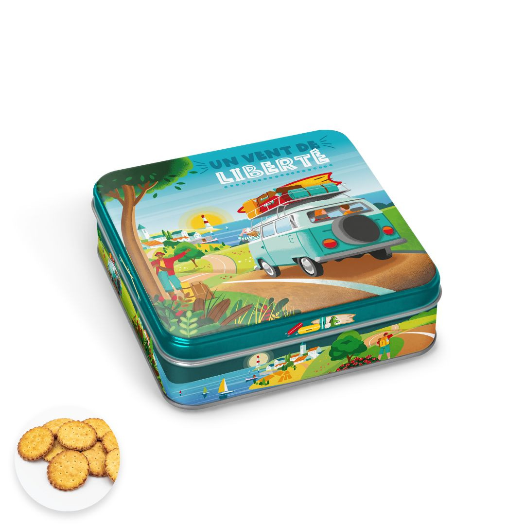 Achat Boite carrée Vacances en Van biscuits pur beurre en ligne 1 