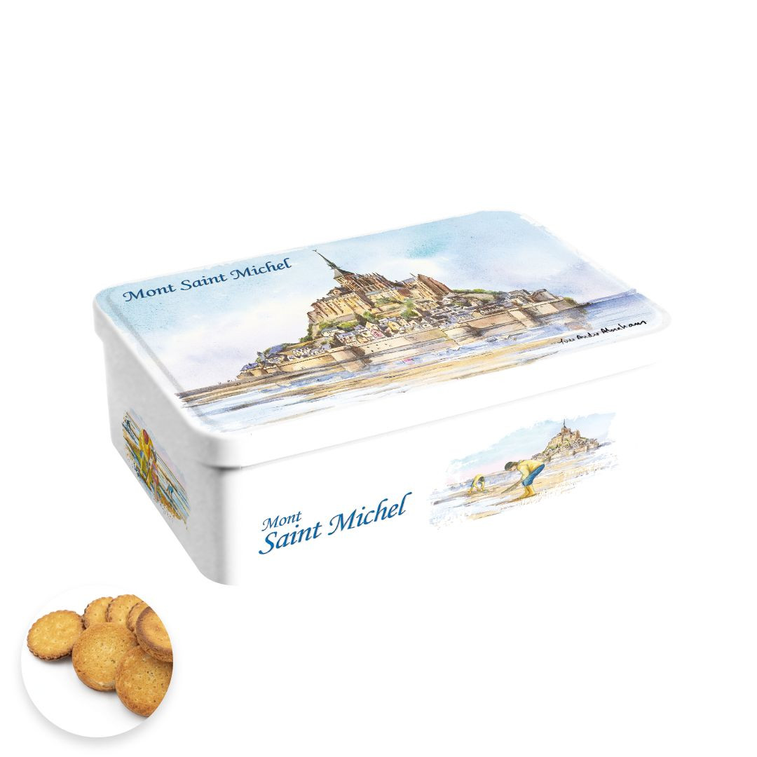 Achat Boîte sucre Mont-Saint-Michel aquarelle assortiment palet et galettes en ligne 1 