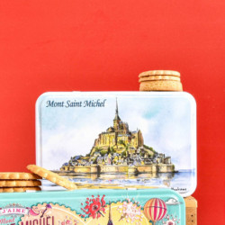 Boîte sucre Mont-Saint-Michel aquarelle assortiment palet et galettes