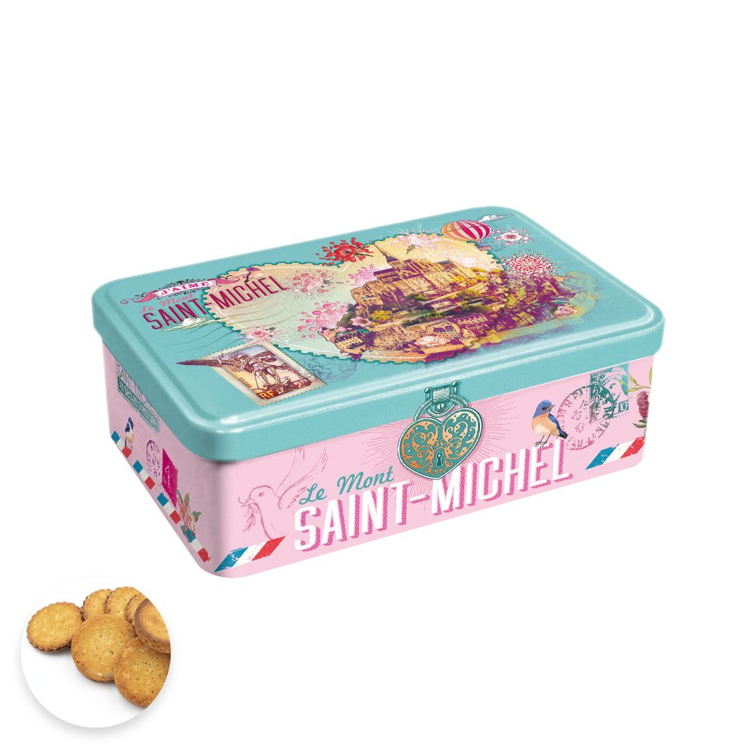 Achat Boîte sucre Mont-Saint-Michel romantique assortiment palets et galettes en ligne 1 