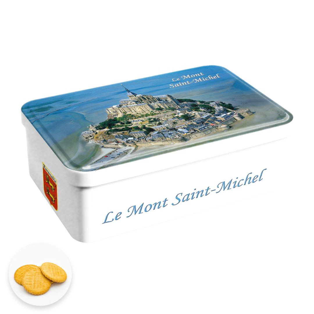 Achat Boîte sucre Mont-Saint-Michel photo aérienne sablés normands en ligne 1 