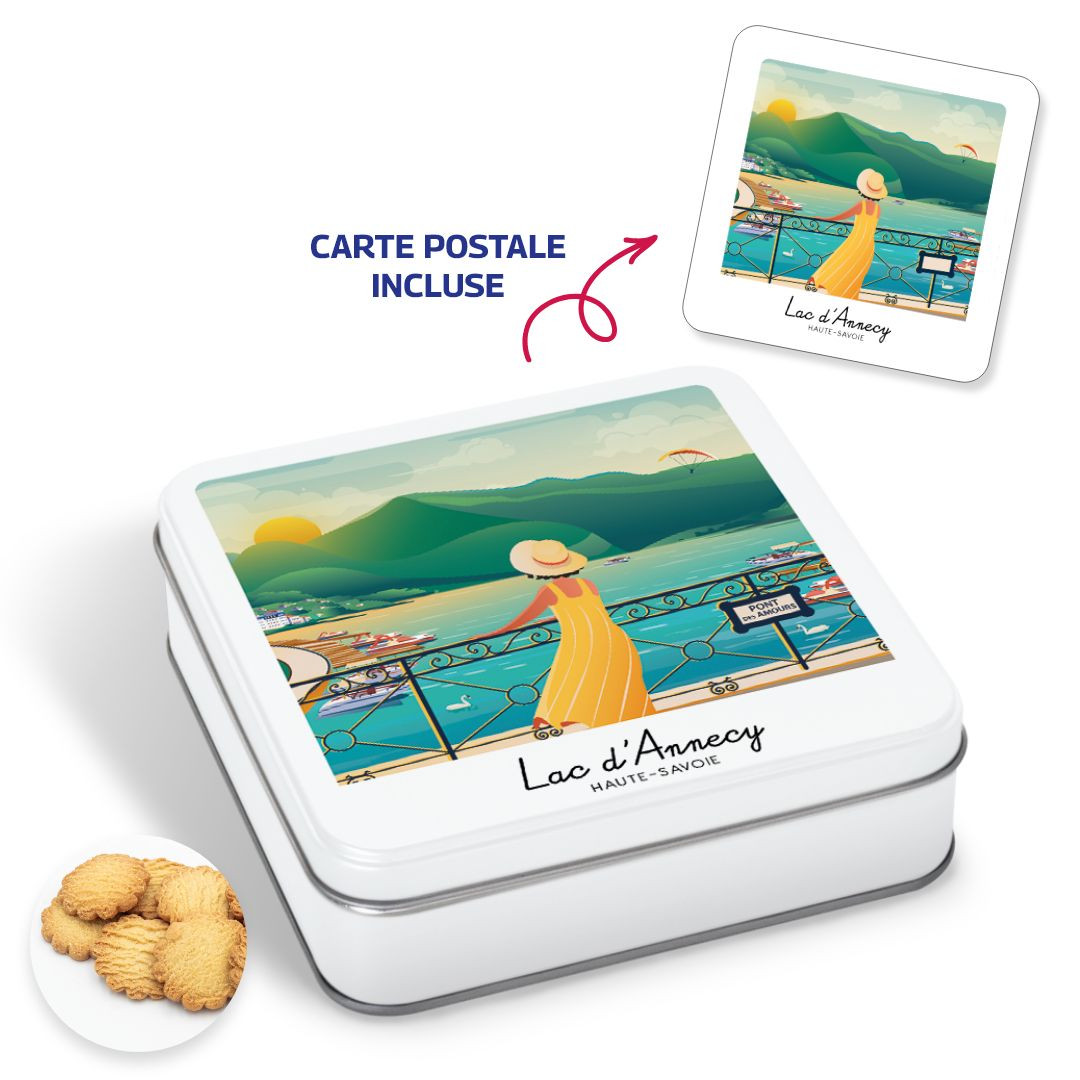 Achat Boîte carrée polaroid collection Annecy sablés au beurre des Alpes & carte postale en ligne 1 