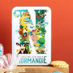 Boîte sucre illustration Normandie sablés normands