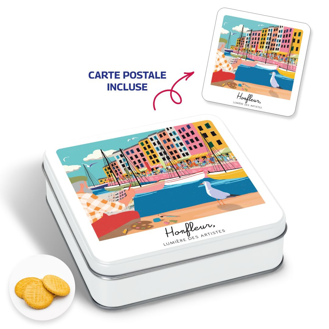 Achat Boîte carrée impression polaroid Honfleur et sa carte postale sablés normands en ligne 1 