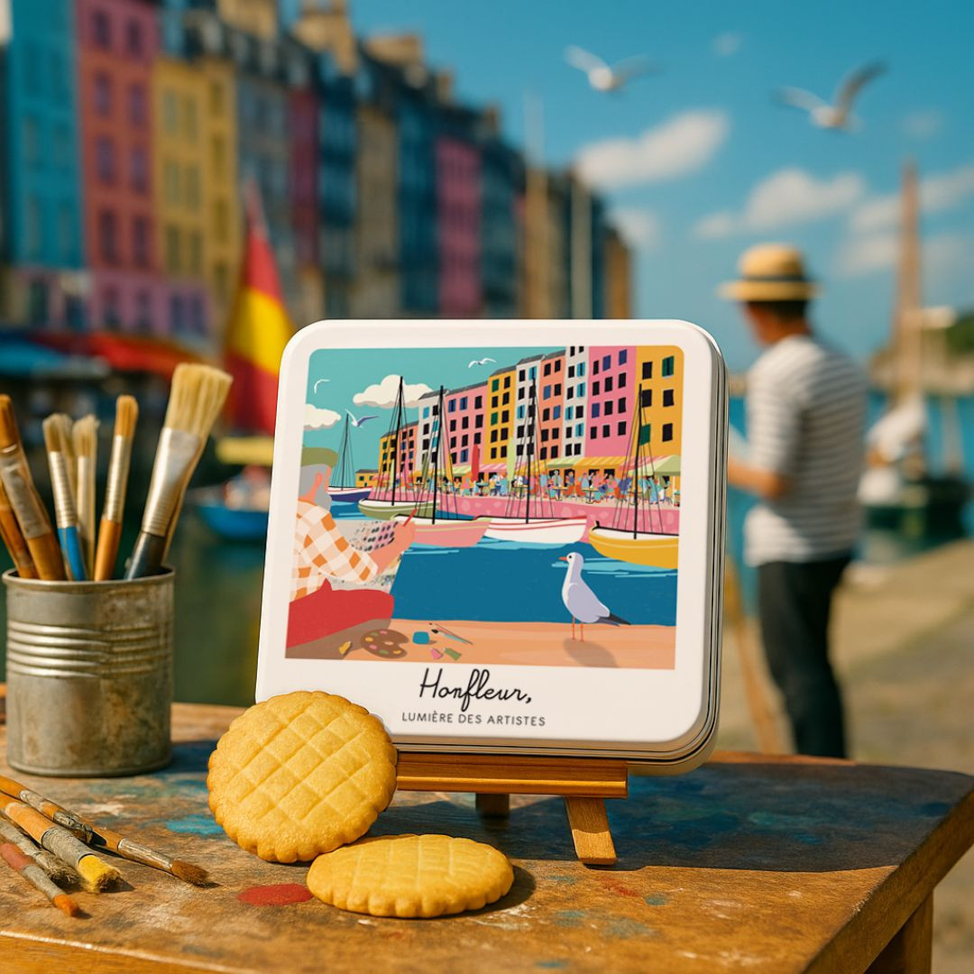 Achat Boîte carrée impression polaroid Honfleur et sa carte postale sablés normands en ligne 3 