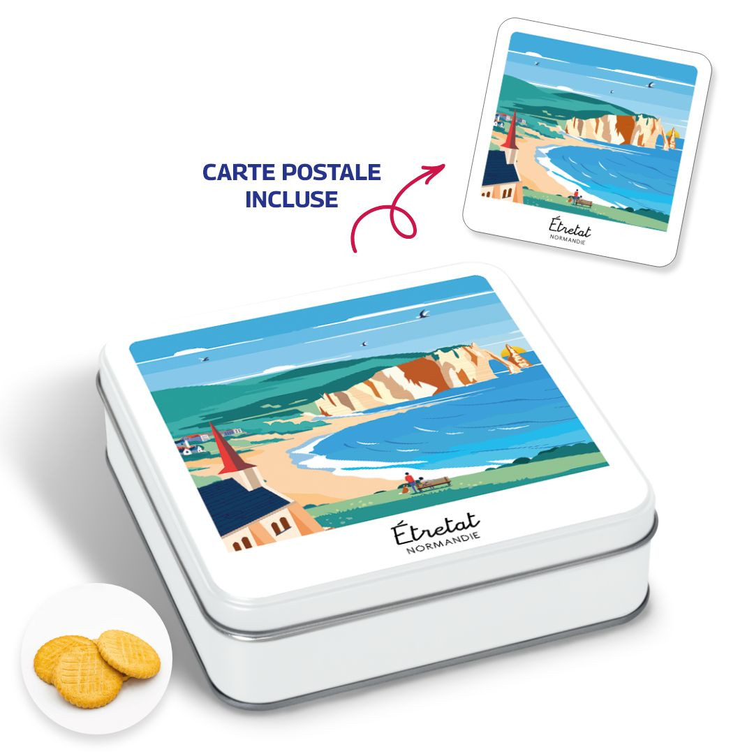 Achat Boîte carrée impression polaroid Etretat et sa carte postale sablés normands en ligne 1 