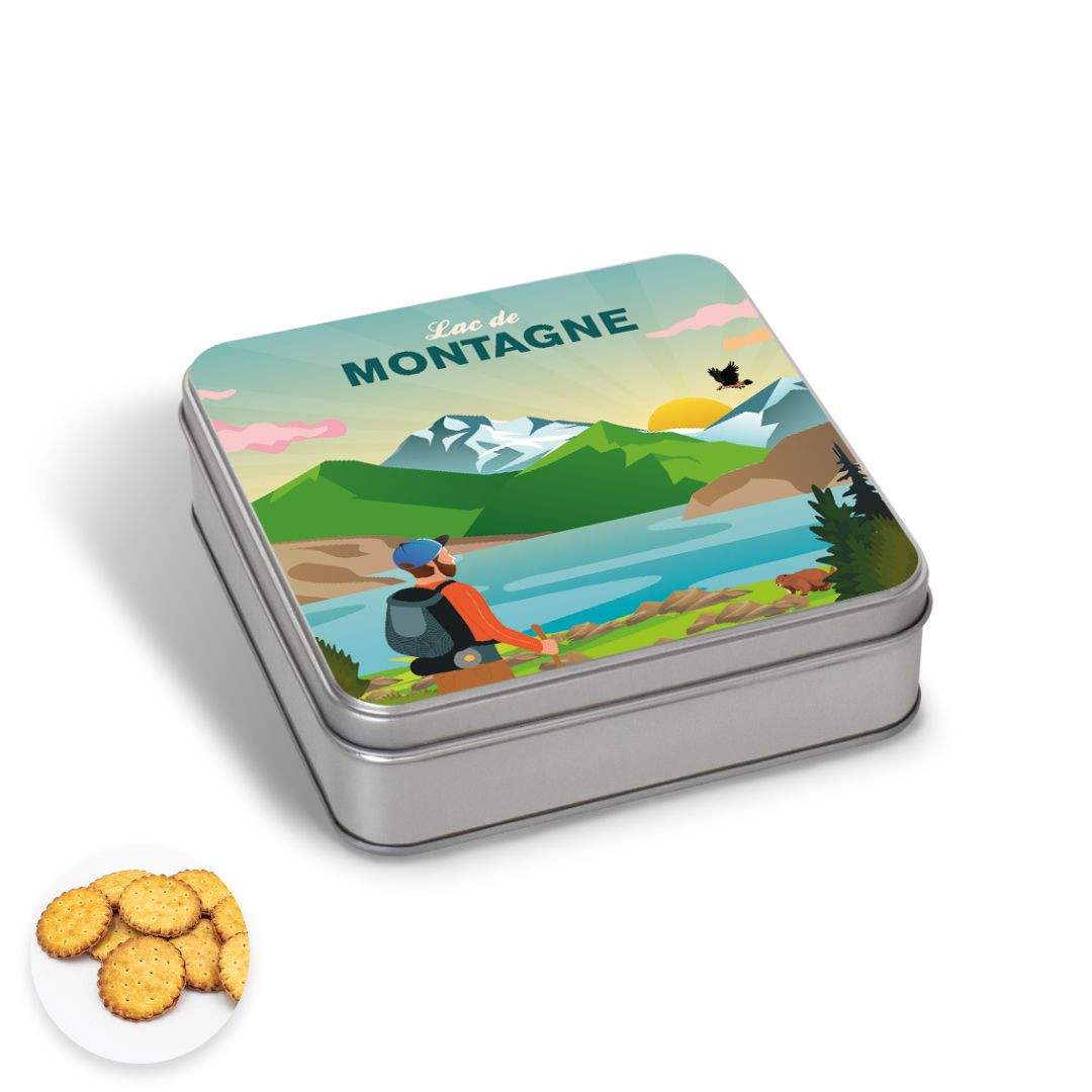 Achat Boîte carrée randonneur lac de montagne galettes à la fleur de sel en ligne 1 