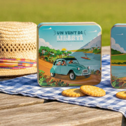 Boîte carrée 2CV galettes biscuits pur beurre
