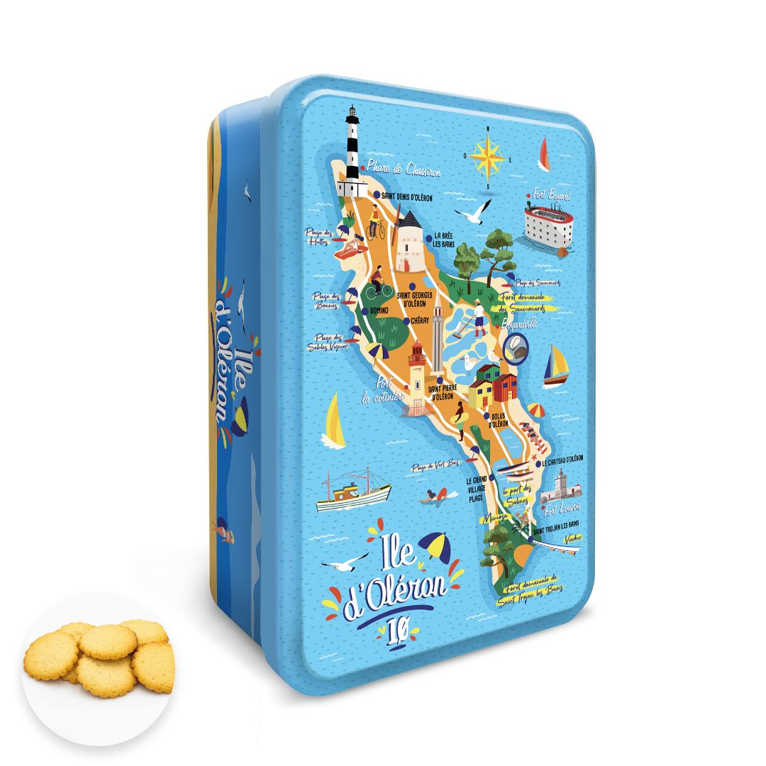 Achat Boite sucre carte de l'île d'Oleron galettes charentaises en ligne 1 